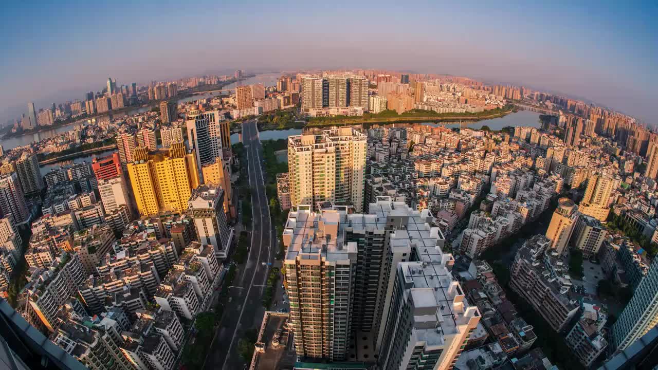 惠州城市大景日转夜延时视频素材