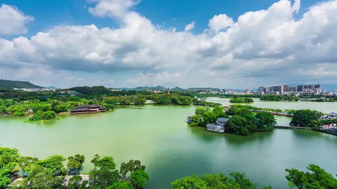 惠州西湖蓝天白云延时视频素材