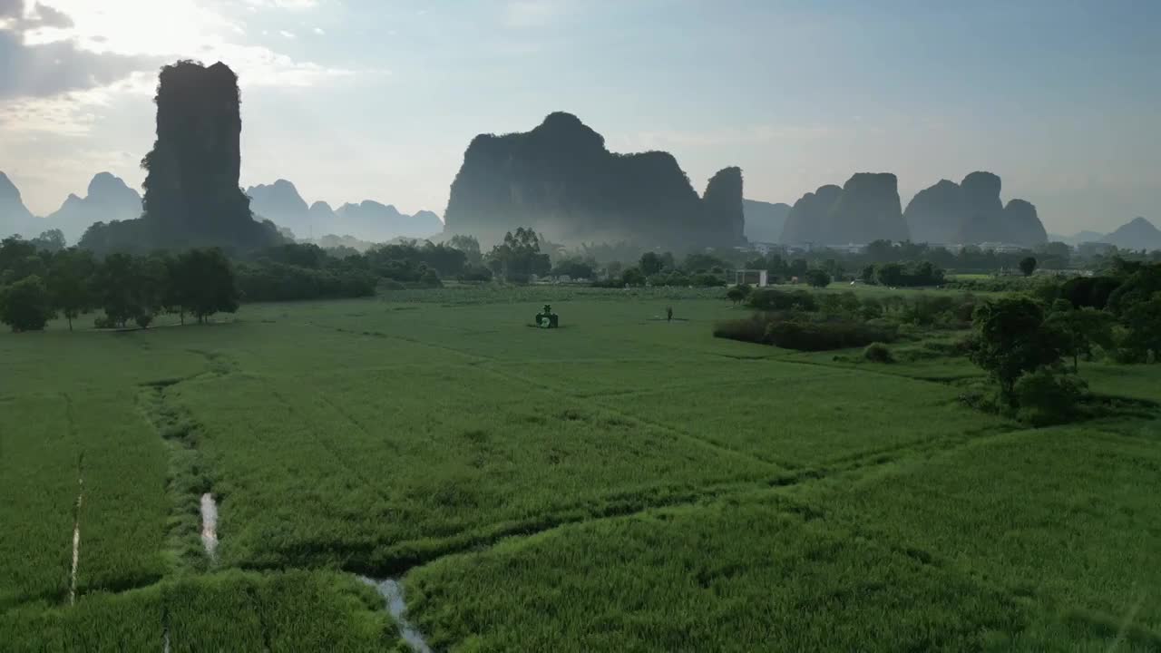 航拍广西桂林阳朔田园风光视频素材