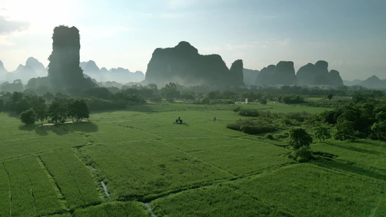 航拍广西桂林阳朔田园风光视频素材