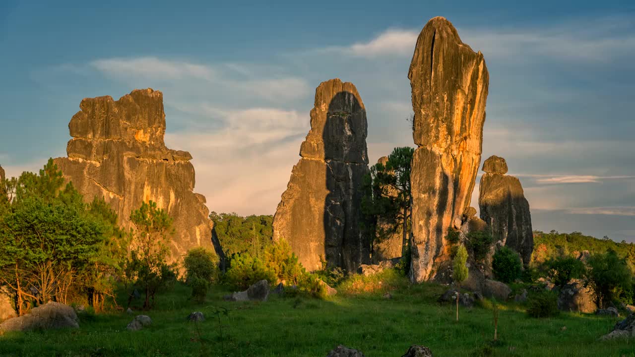 石林风景区   晚霞    延时视频视频素材