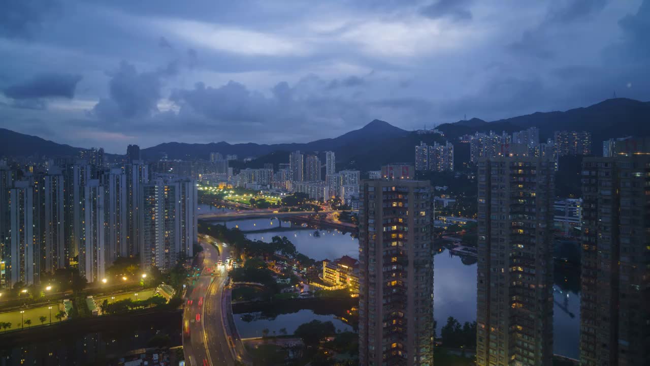 香港沙田日转夜延时摄影视频素材