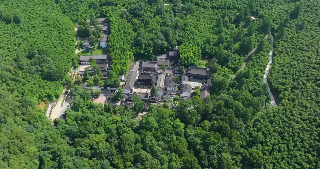 浙江省湖州安吉灵峰寺高低空航拍视频素材