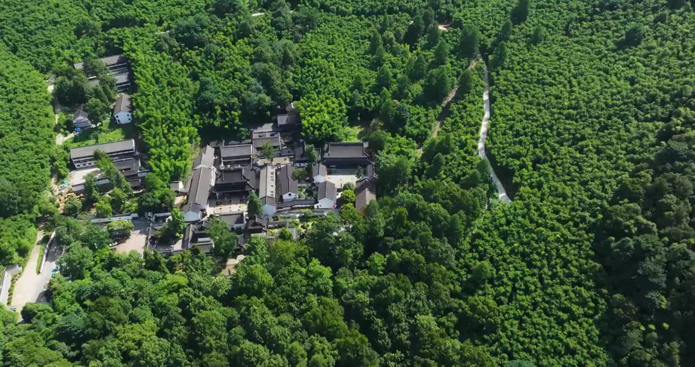 浙江省湖州安吉灵峰寺高低空航拍视频素材