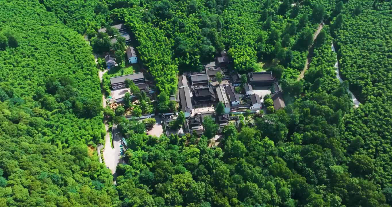 浙江省湖州安吉灵峰寺高低空航拍视频素材