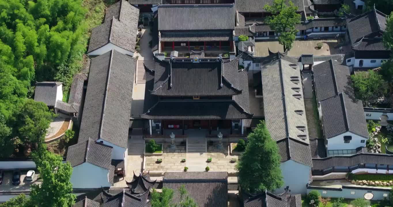 浙江省湖州安吉灵峰寺高低空航拍视频素材