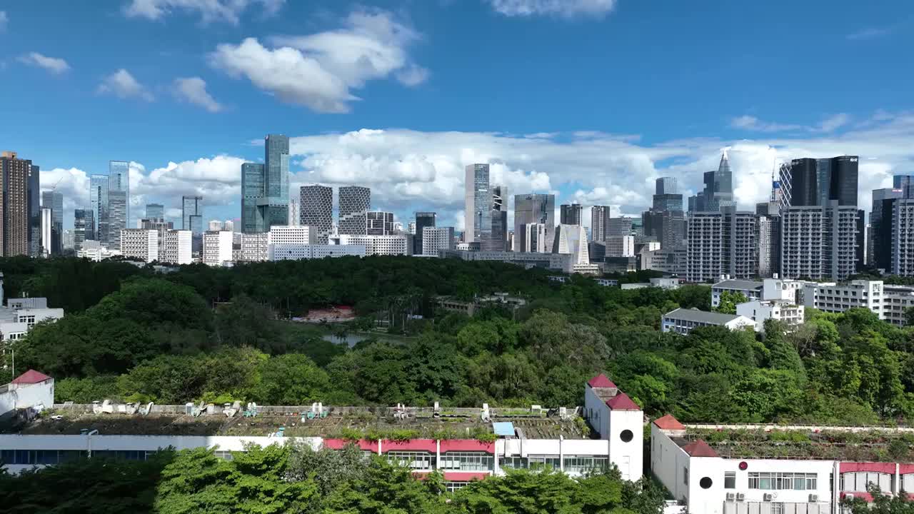 广东省深圳市南山区深圳软件产业基地深圳大学航拍视频素材