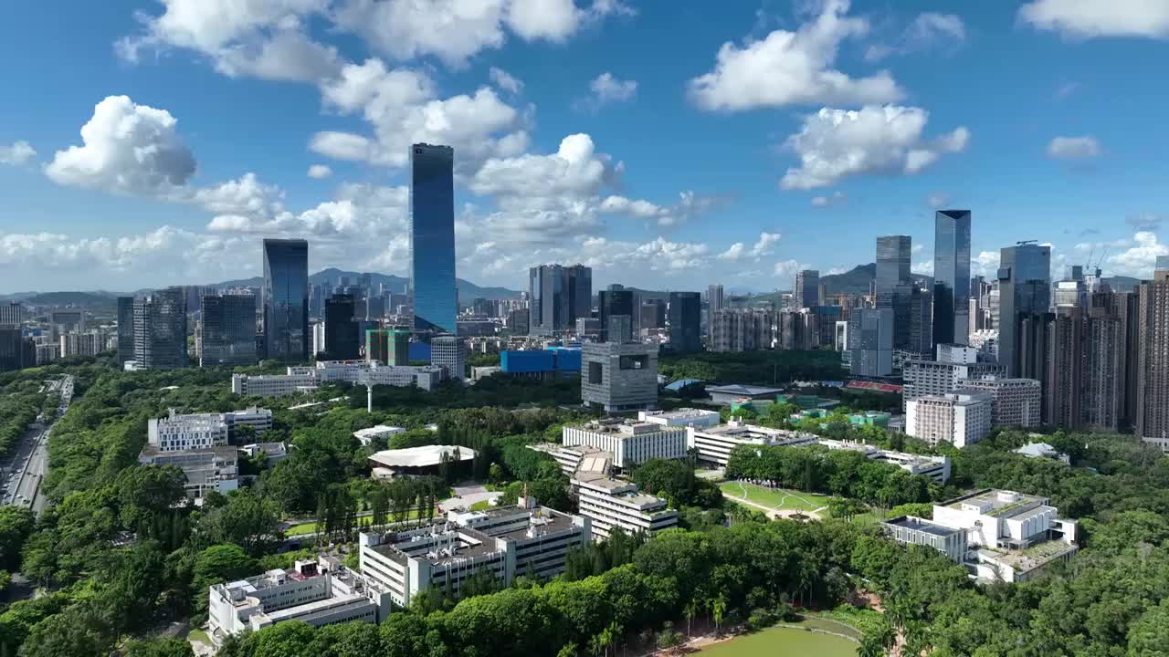 广东省深圳市南山区深圳软件产业基地深圳大学航拍视频素材