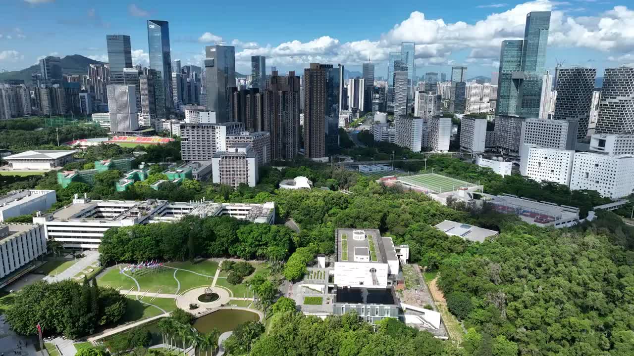 广东省深圳市南山区深圳软件产业基地深圳大学航拍视频素材