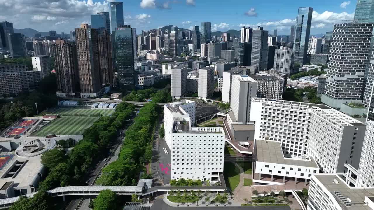 广东省深圳市南山区深圳软件产业基地深圳大学航拍视频素材