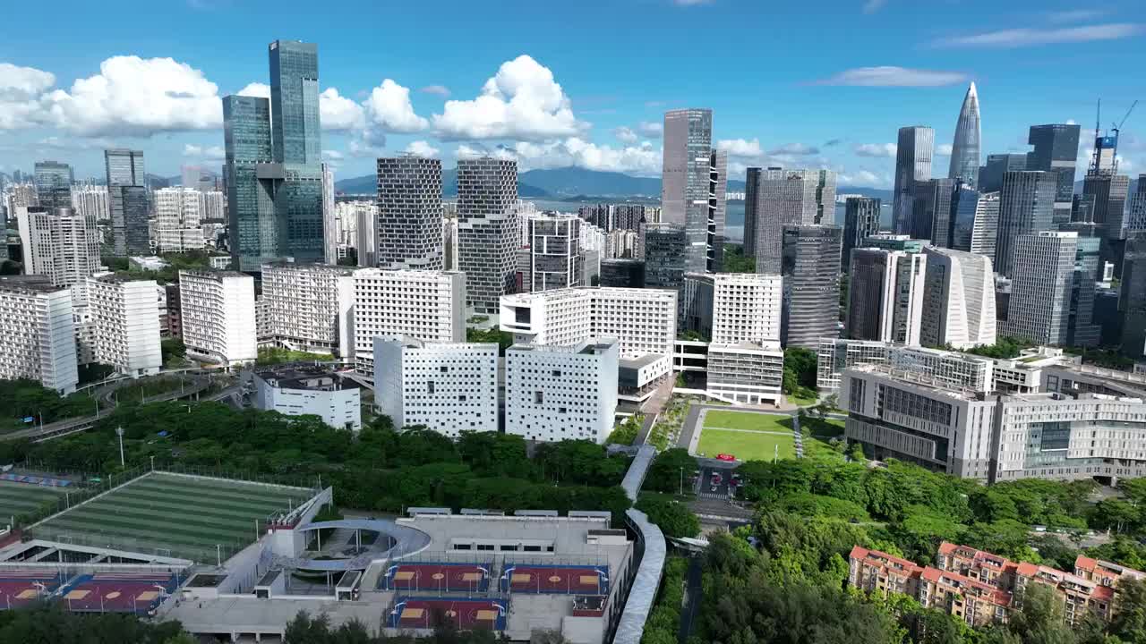 广东省深圳市南山区深圳软件产业基地深圳大学航拍视频素材