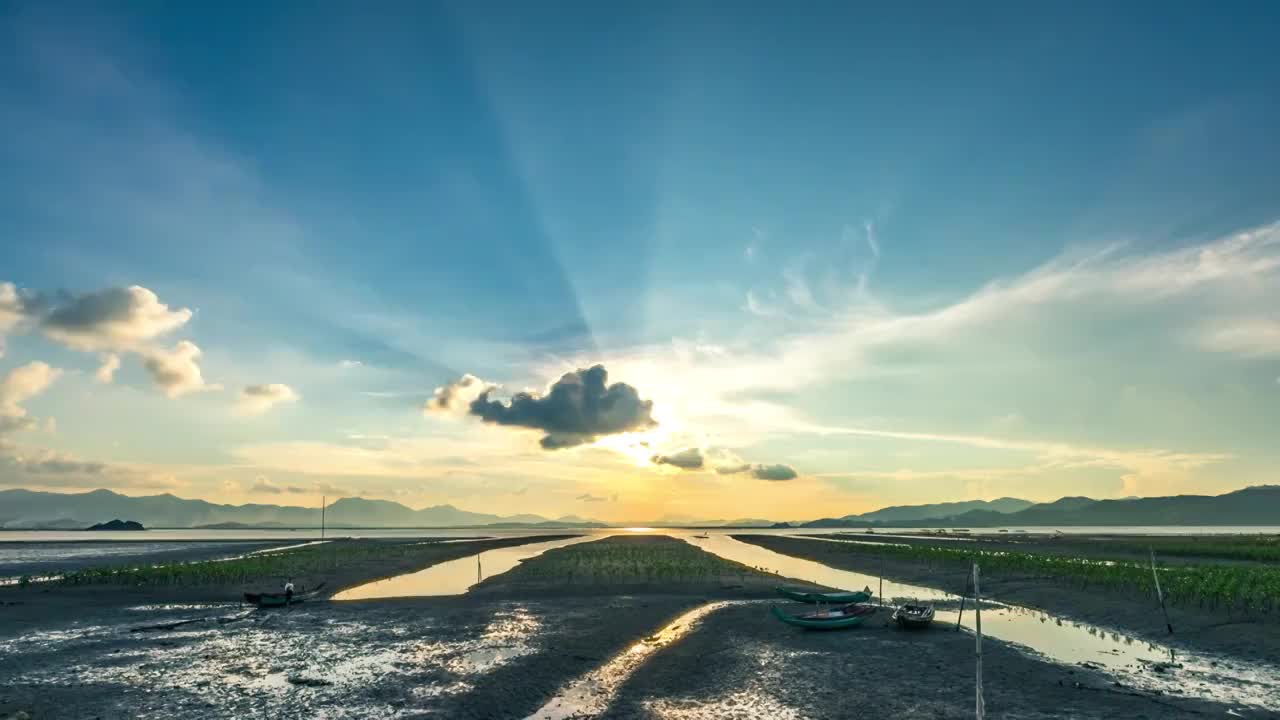 惠州盐州白沙村日落延时视频素材