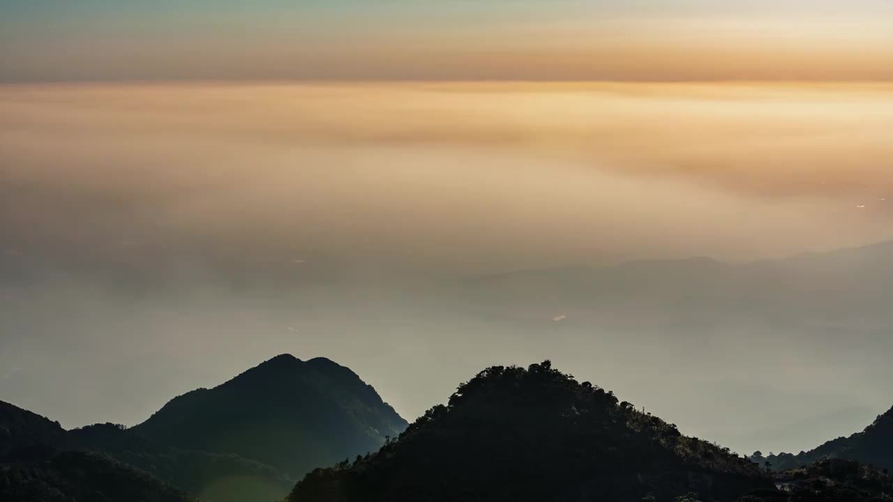 惠州罗浮山日落大雾延时视频素材