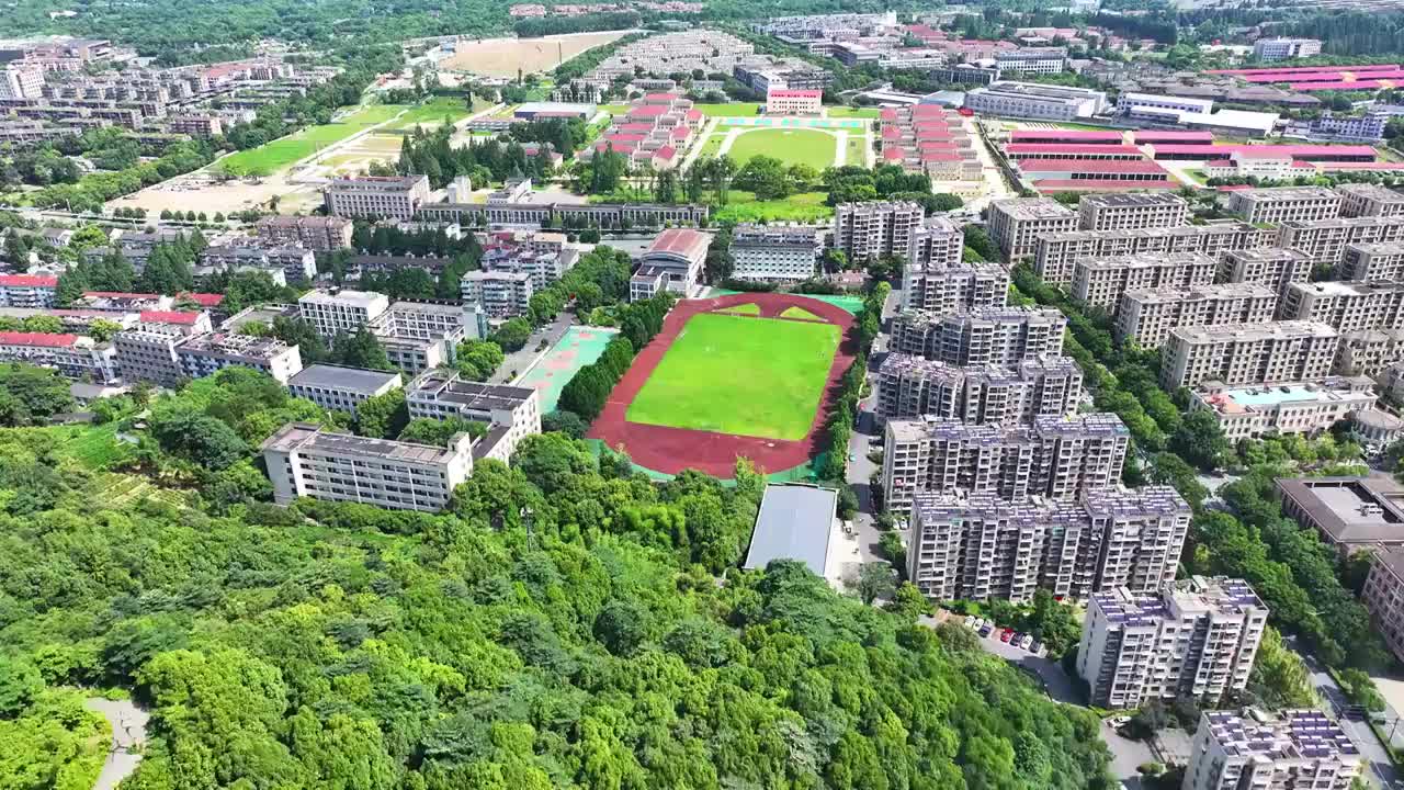 航拍杭州市西湖高级中学视频素材