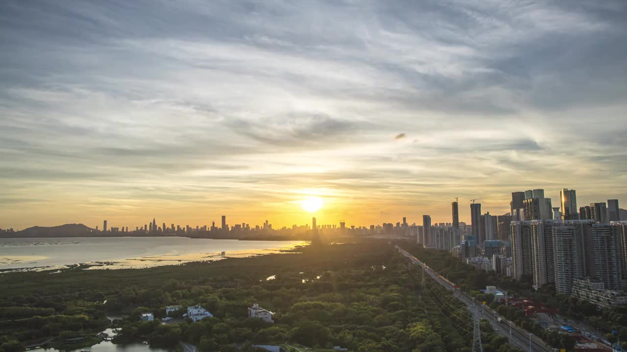 深圳湾日落延时视频素材