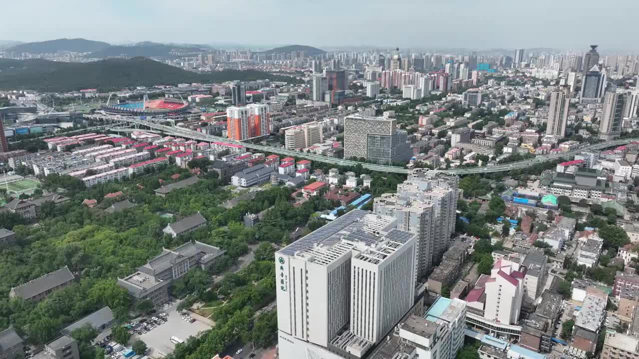 济南顺河高架穿过城市视频素材