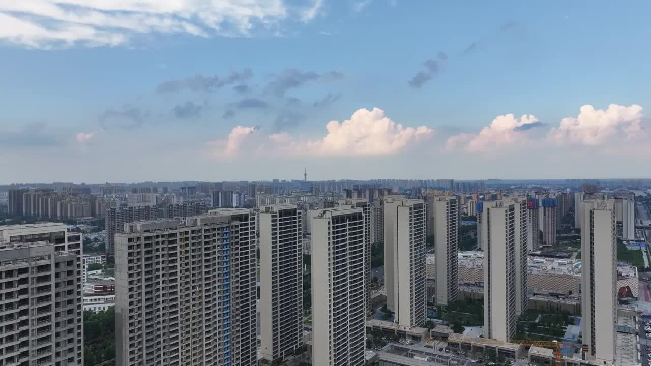 低空航拍周口城南城市大景云景视频素材