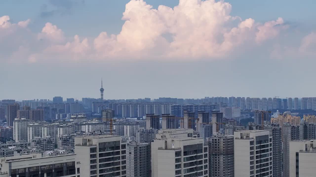 低空航拍周口城南城市云景视频素材