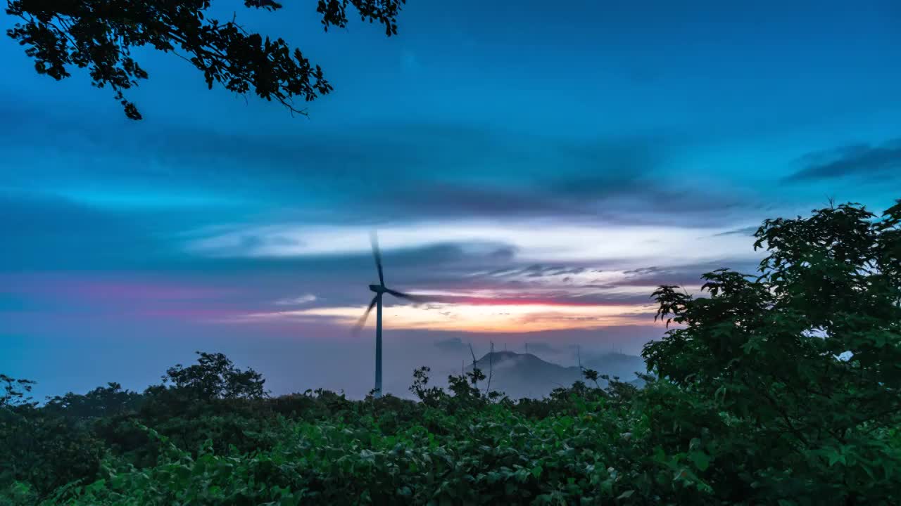 宁波北仑总台山日出风车视频素材