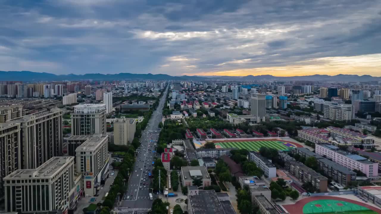 航拍石家庄市城市风光延时视频素材