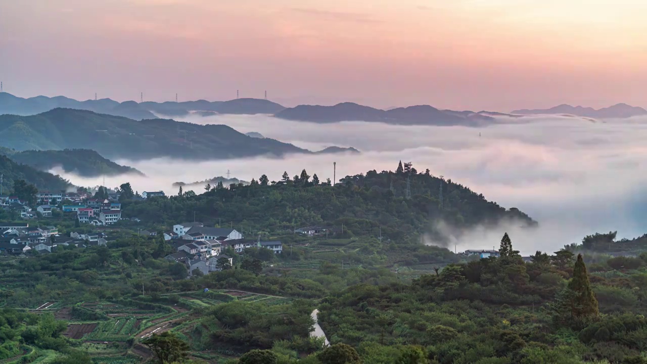 四明山云海山村视频素材