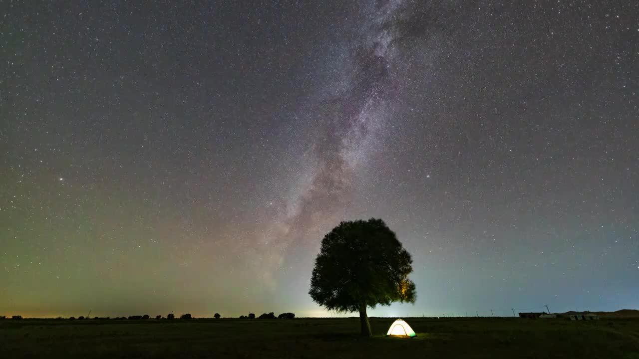 沙漠草原银河星空视频素材