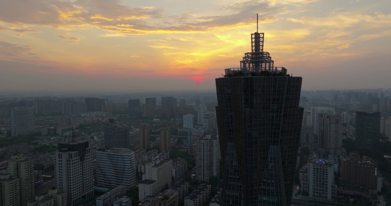 杭州拱墅区城市地标建筑西湖广场环球中心视频素材