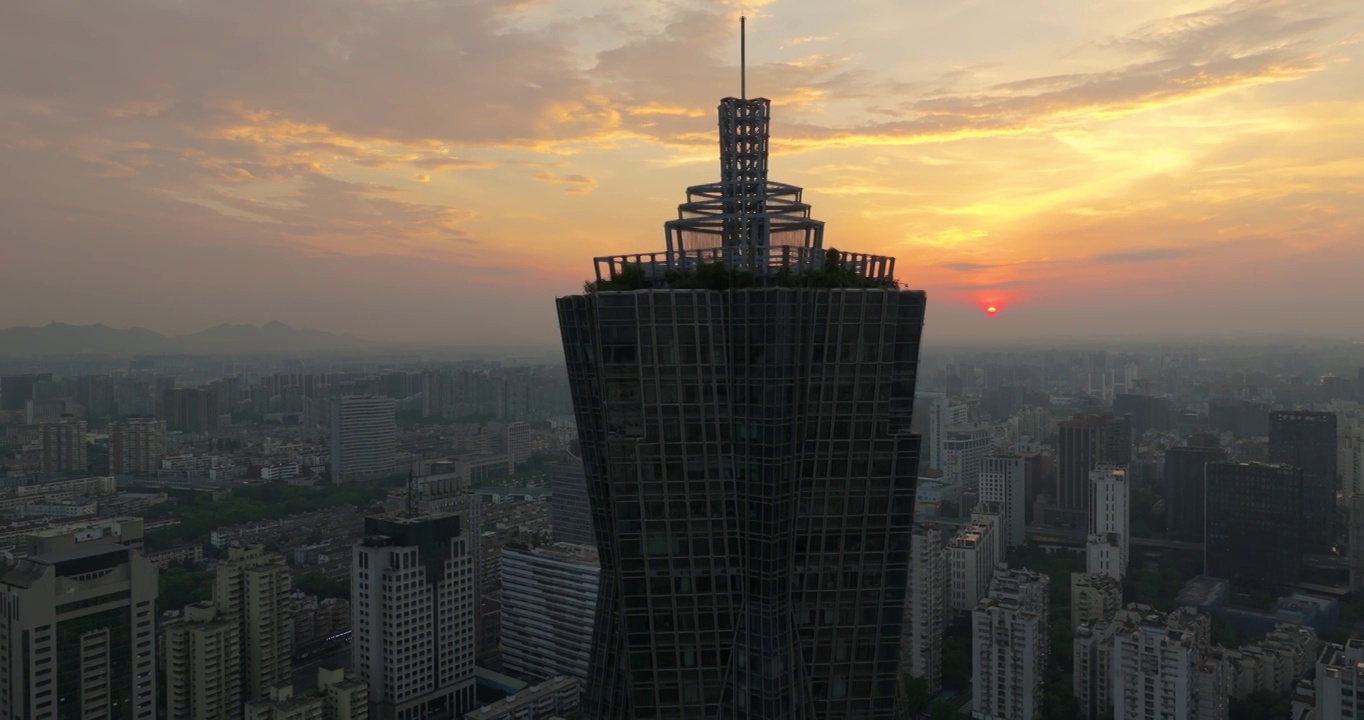 杭州拱墅区城市地标建筑西湖广场环球中心视频素材