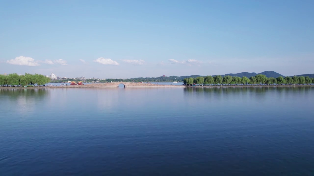 杭州夏日西湖荷花 航拍视频素材