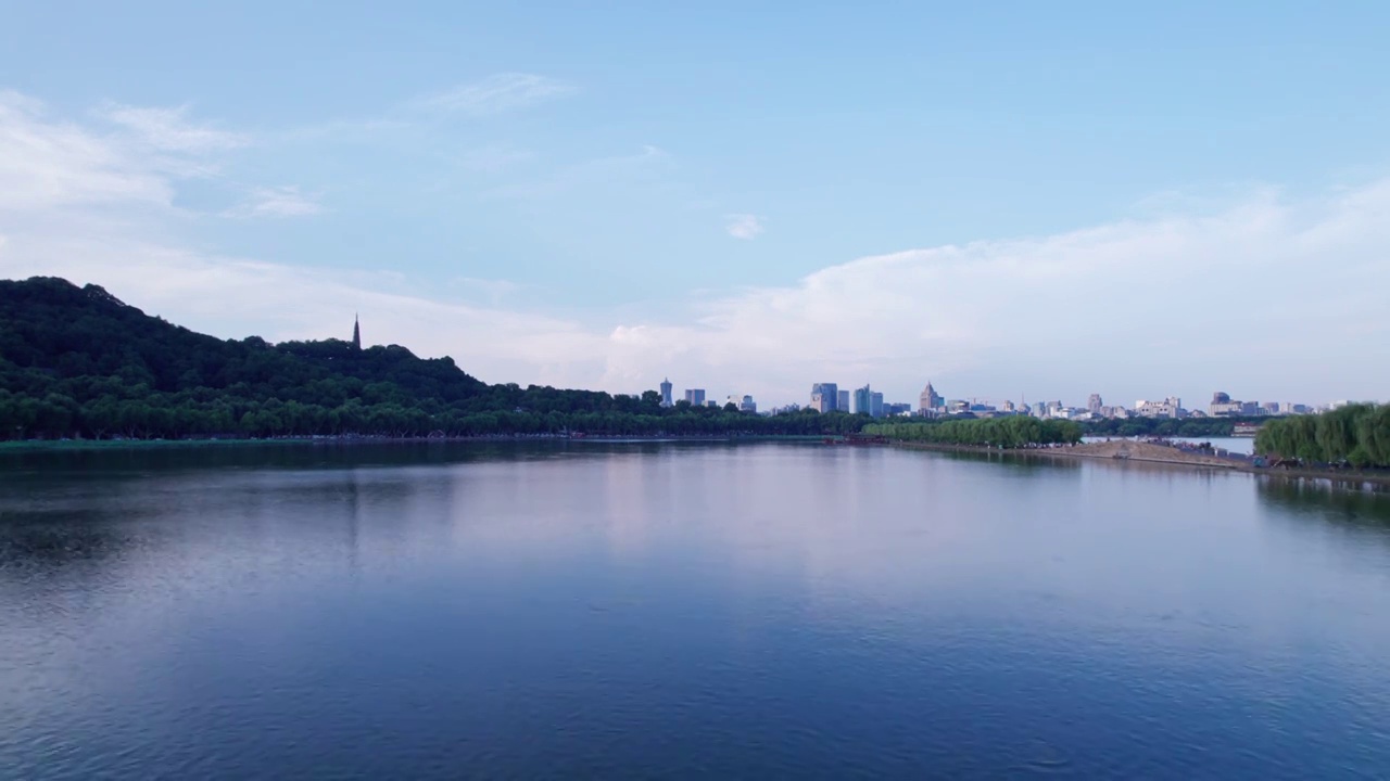 杭州夏日西湖荷花 航拍视频素材