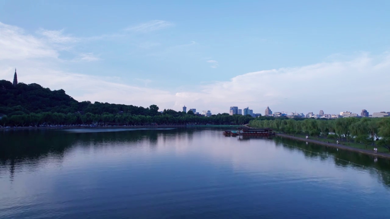 杭州夏日西湖荷花 航拍视频素材