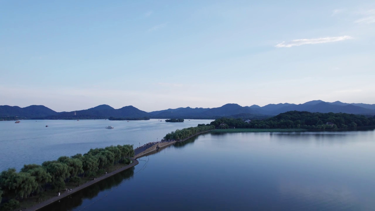 杭州夏日西湖荷花 航拍视频素材