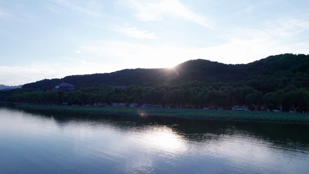 杭州夏日西湖荷花 航拍视频素材