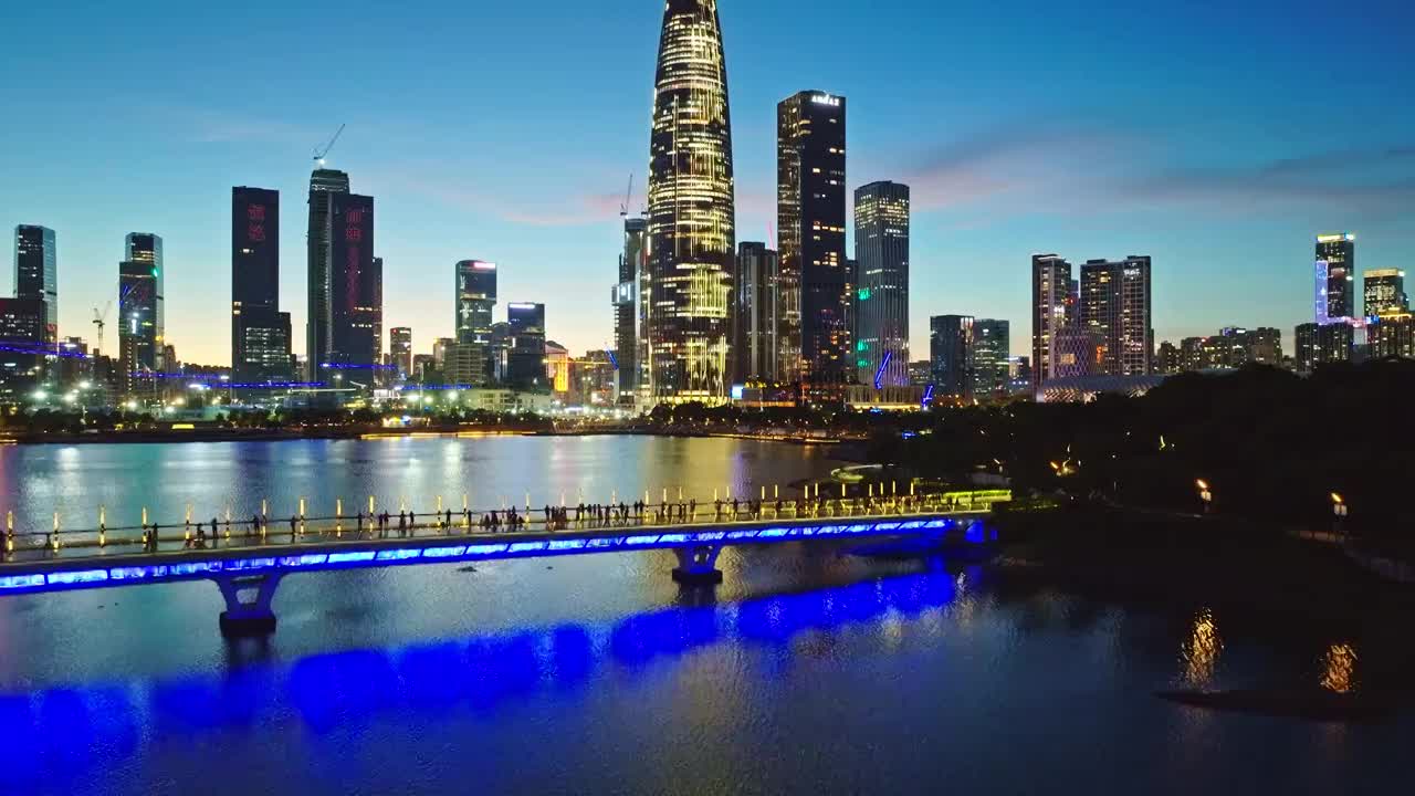 深圳城市建筑夜景航拍视频素材