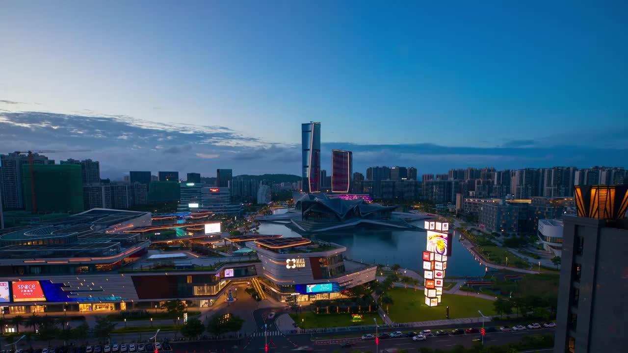 珠海市金湾区航空新城夜景视频素材