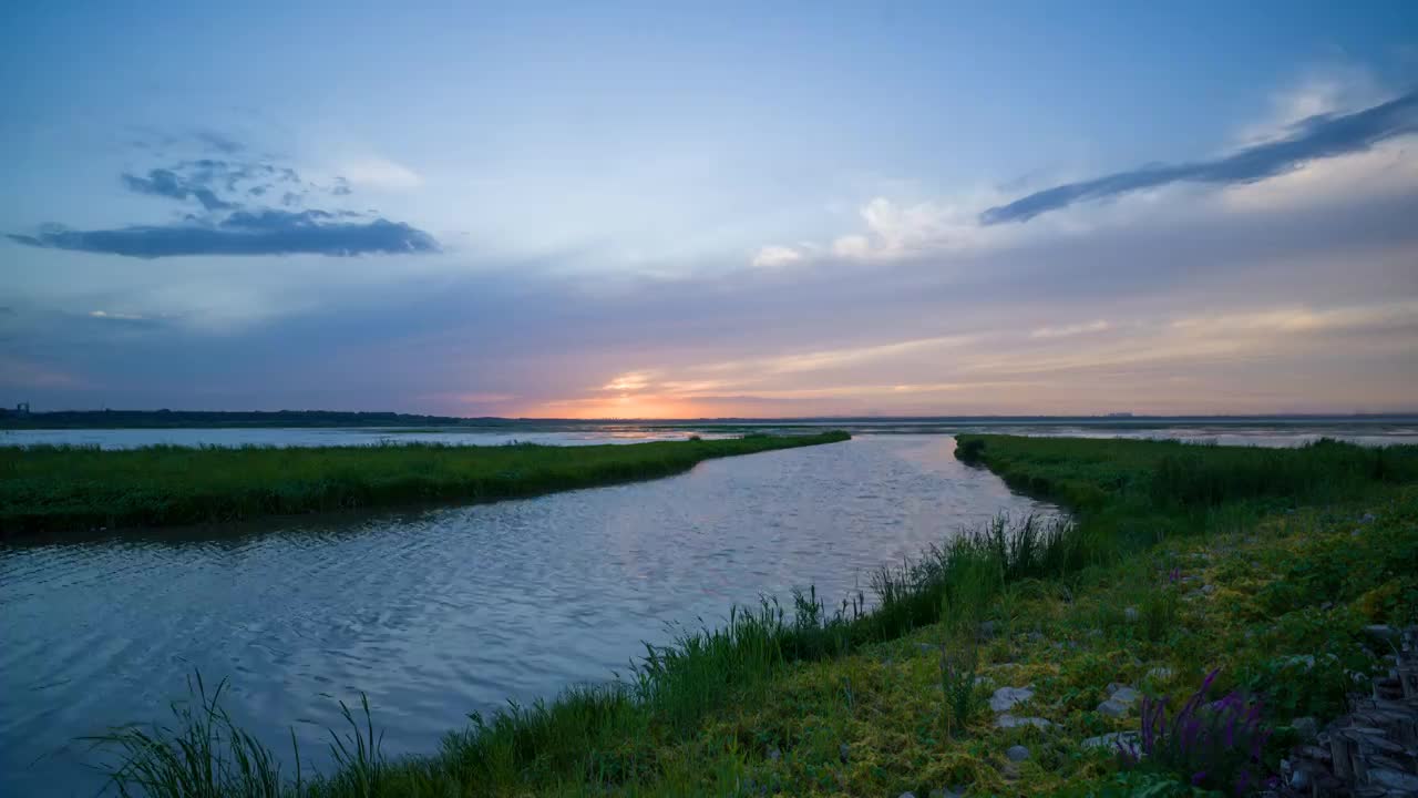 湿地公园夏季日落视频下载