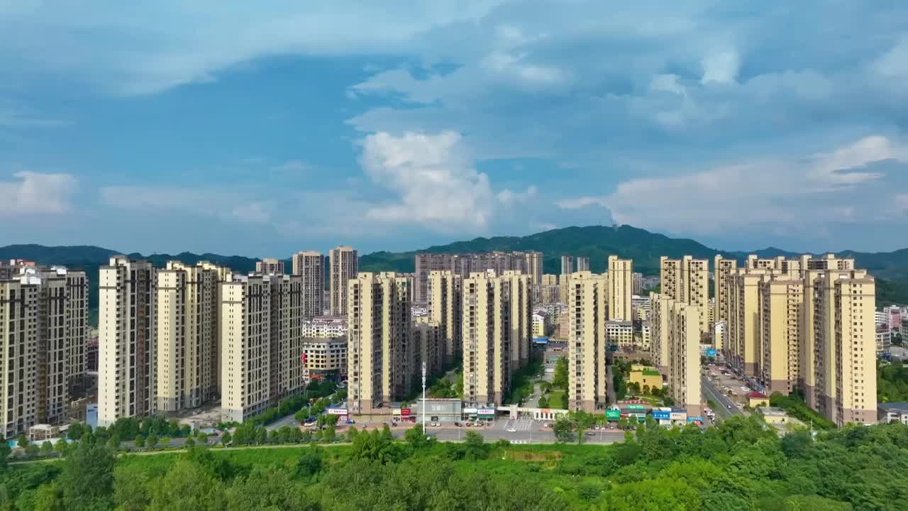 无人,都市风景,云,白昼,航拍视角,建筑外部,户外,都市风光,旅游目的地,城市,建筑,天空,摩天大楼视频素材