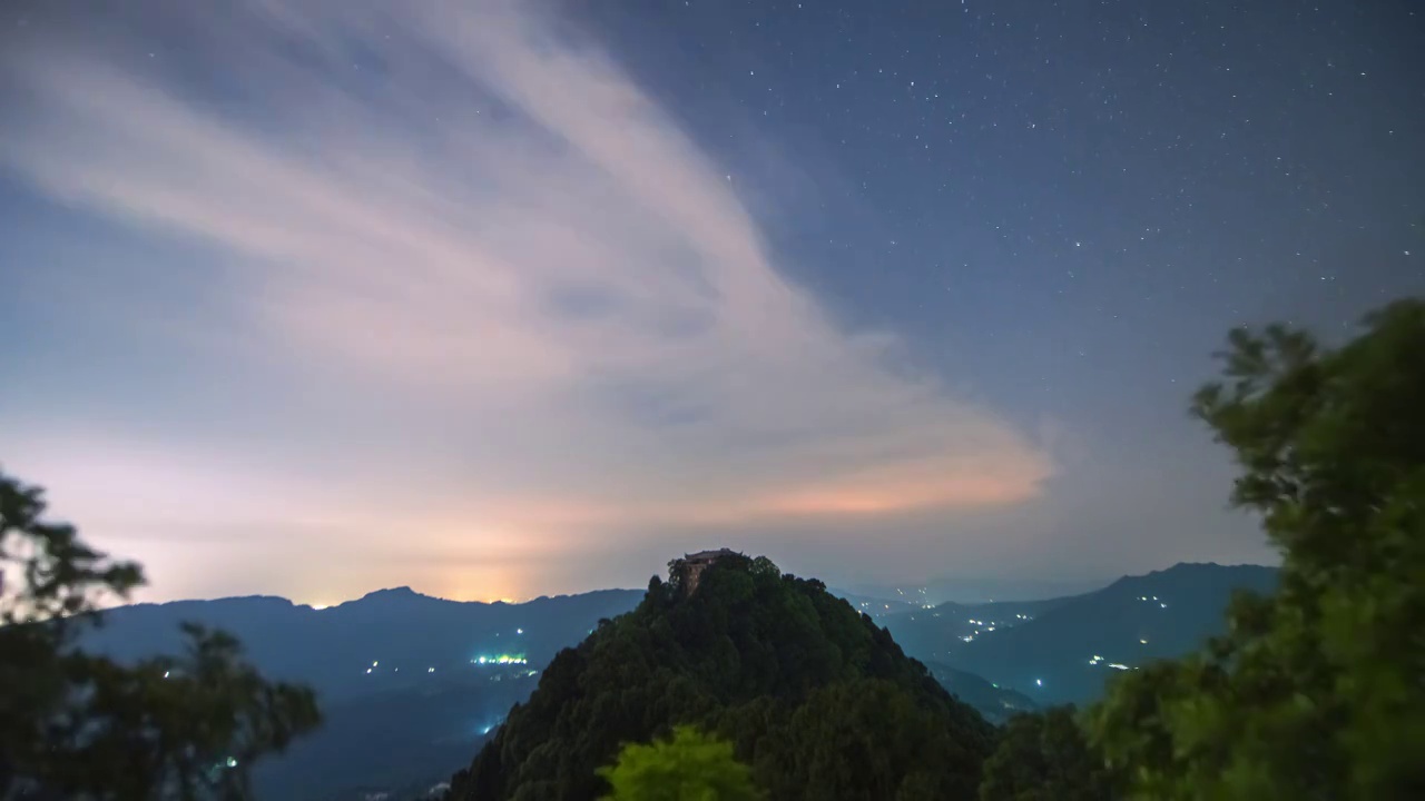 8K30P四川巴中阴灵山日转夜晚霞风光延时视频视频素材