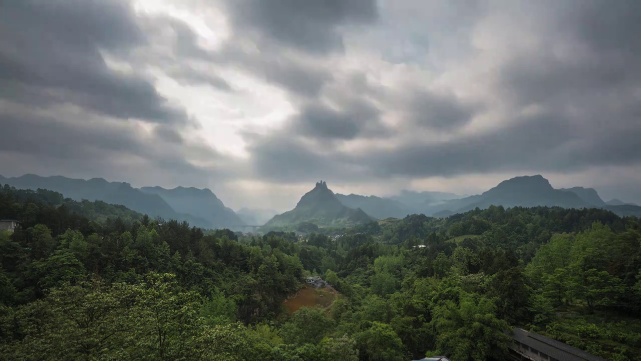 8K30P重庆黔江山区地形光影风光延时视频视频素材