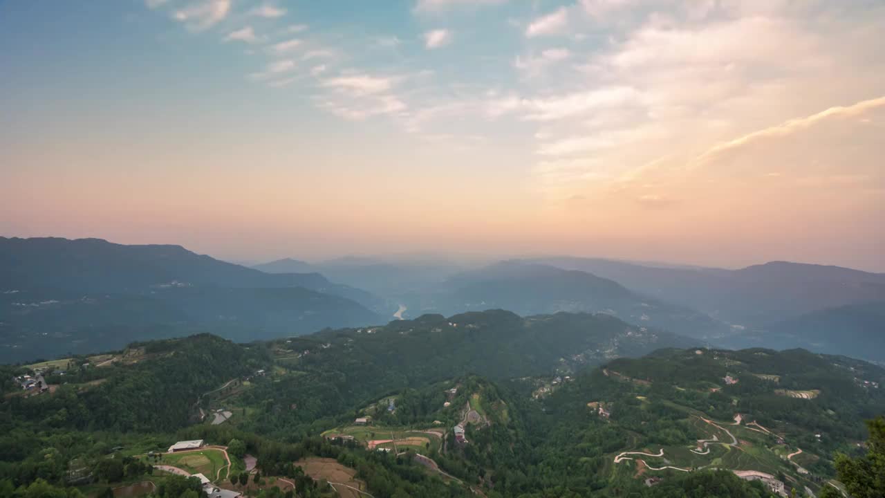 8K30P四川巴中阴灵山日落晚霞云彩风光延时视频视频素材