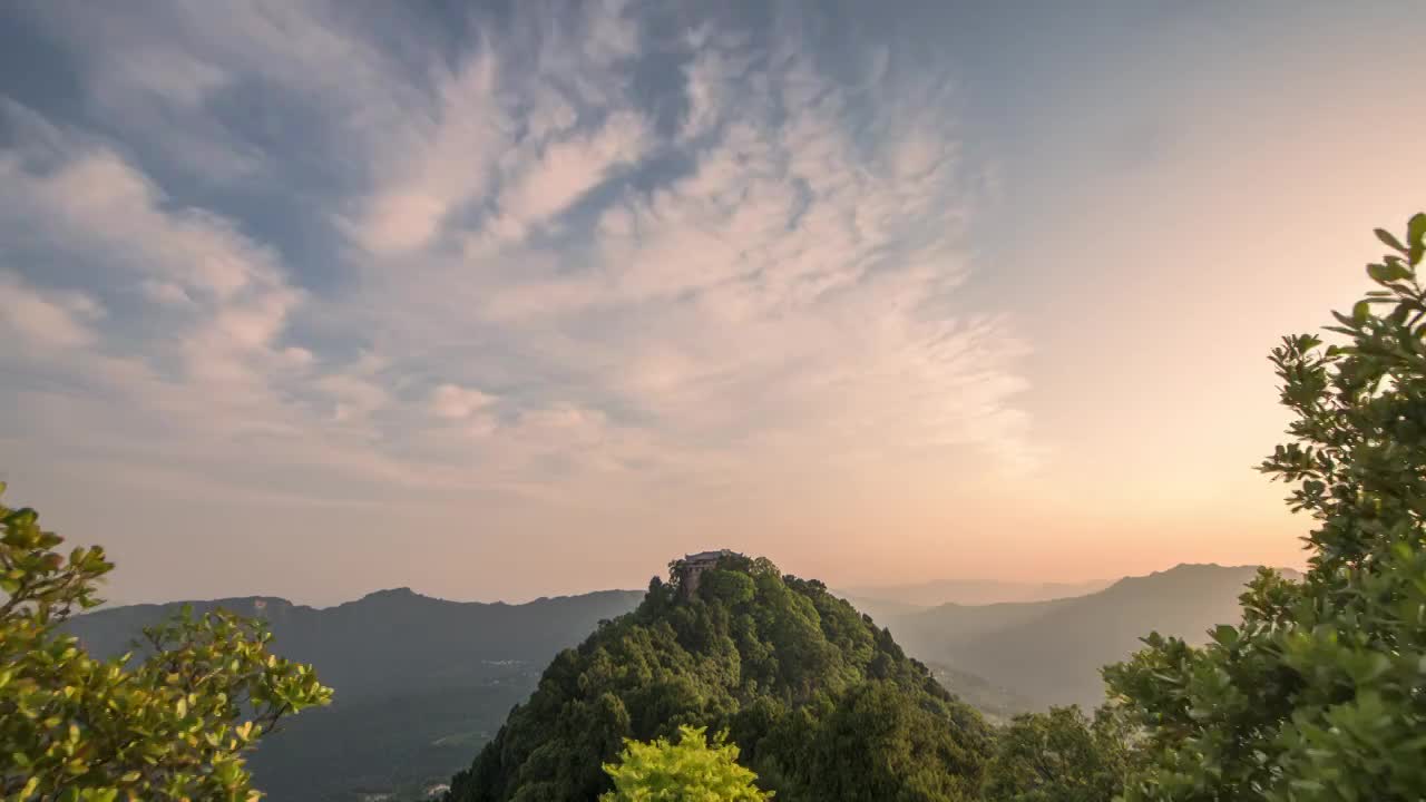 8K30P四川巴中阴灵山日落晚霞云彩风光延时视频视频素材