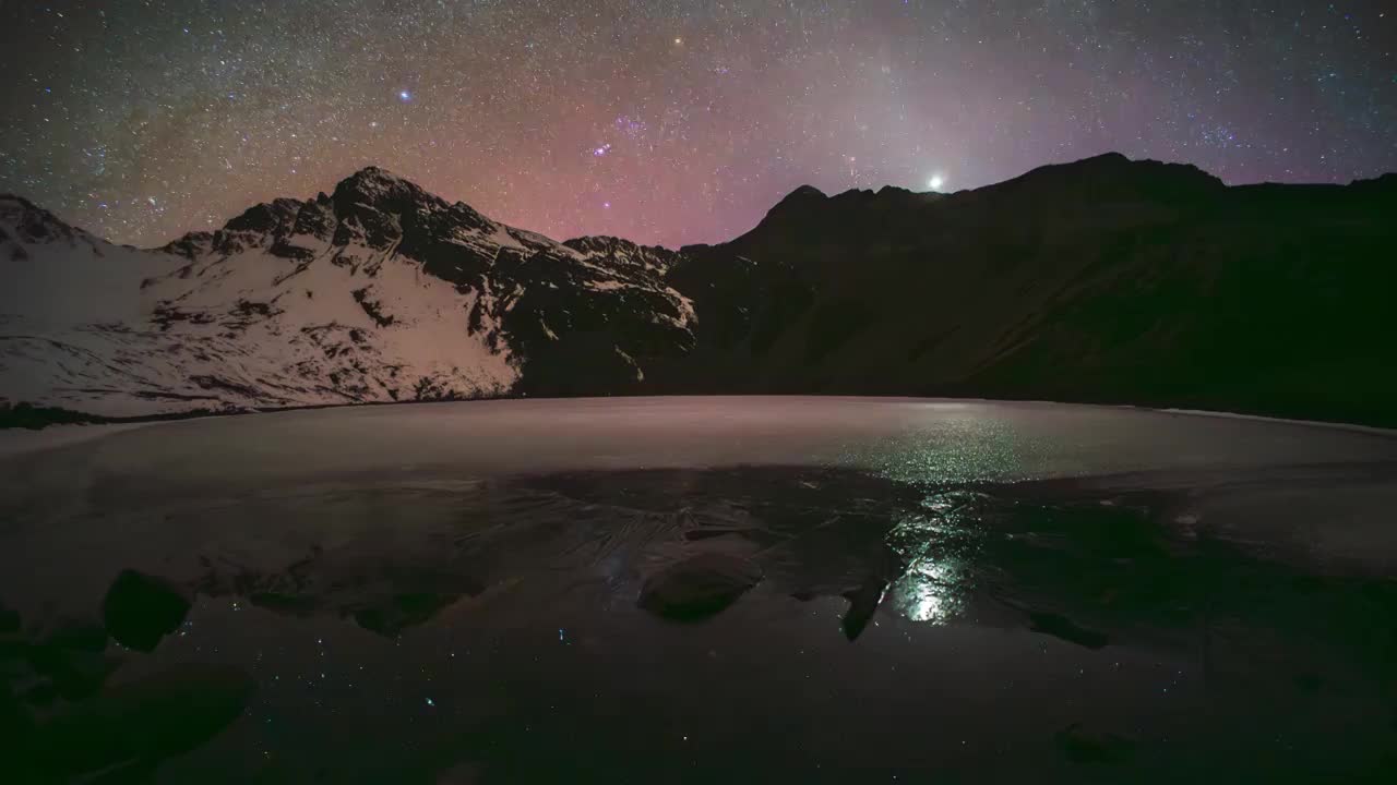 8K30P川西观德吉贡嘎雪山星空风光延时视频视频素材