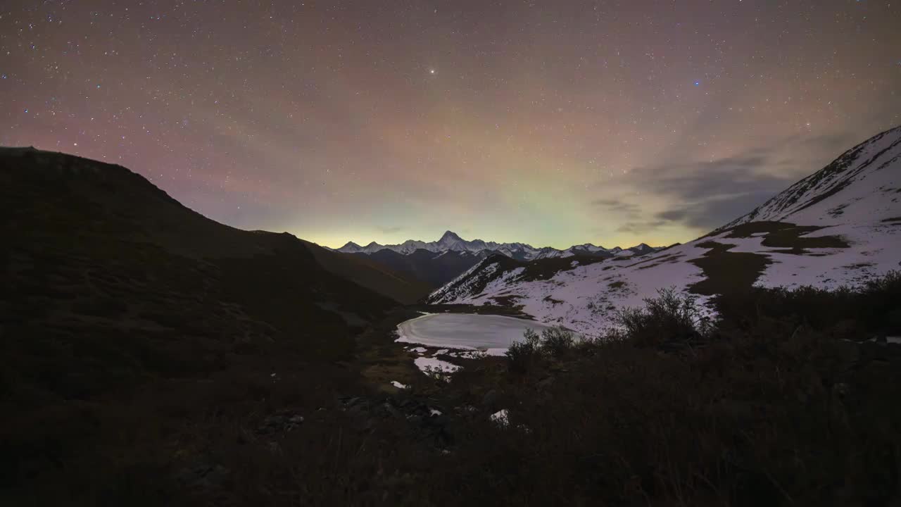 8K30P川西观德吉贡嘎雪山星空风光延时视频视频素材