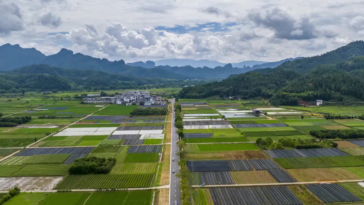 乡村振兴大型宣传片航拍延时种植产业化视频素材