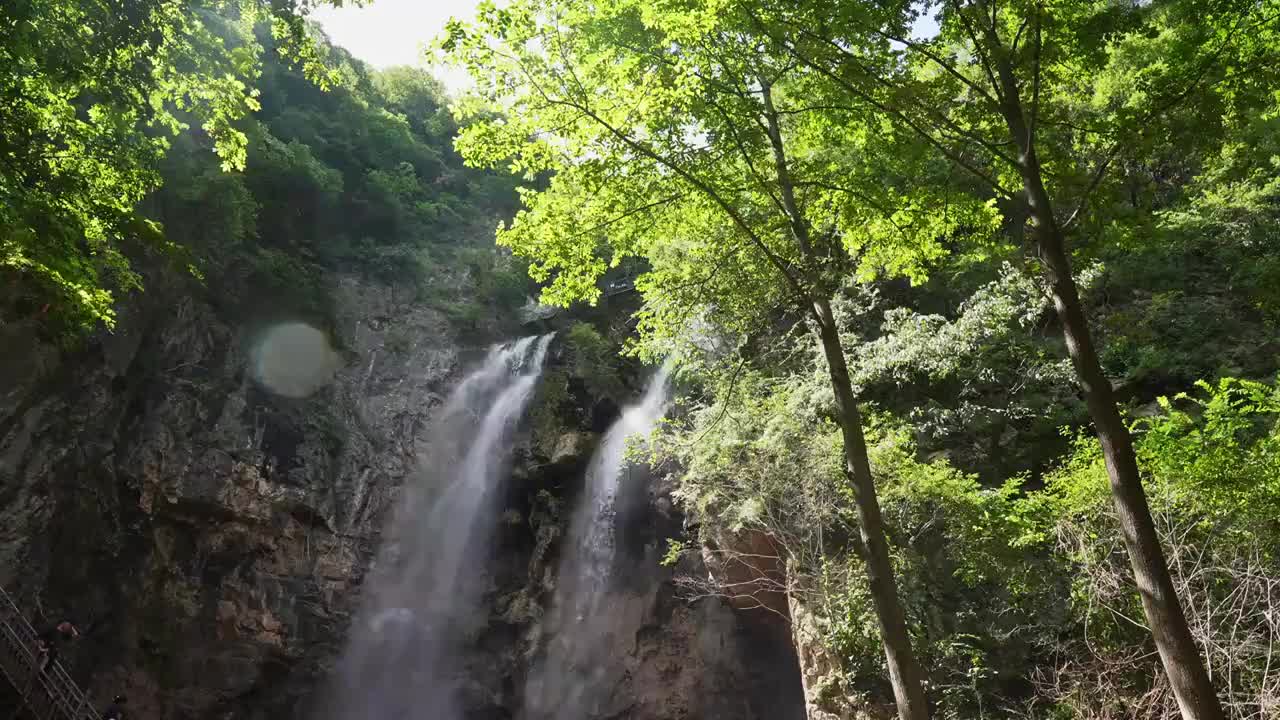 高山峡谷悬崖瀑布山川河流视频素材