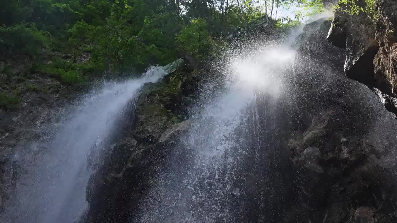 高山峡谷悬崖瀑布山川河流视频素材