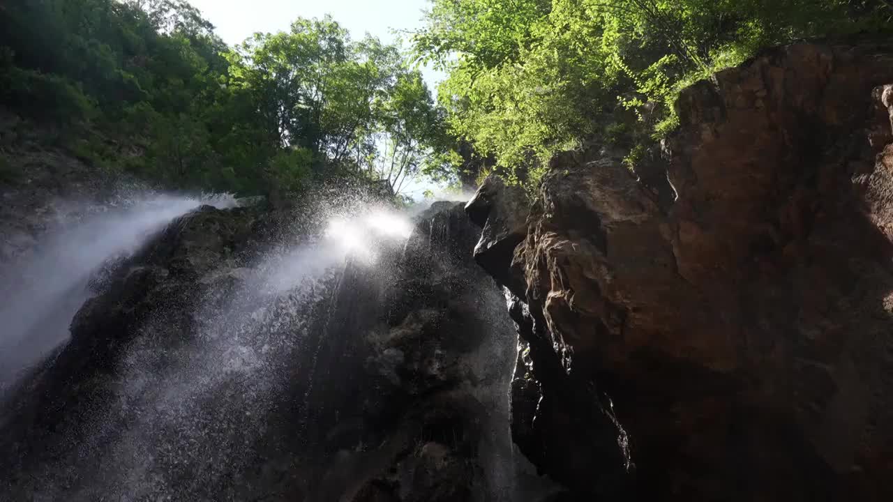 高山峡谷悬崖瀑布山川河流视频素材