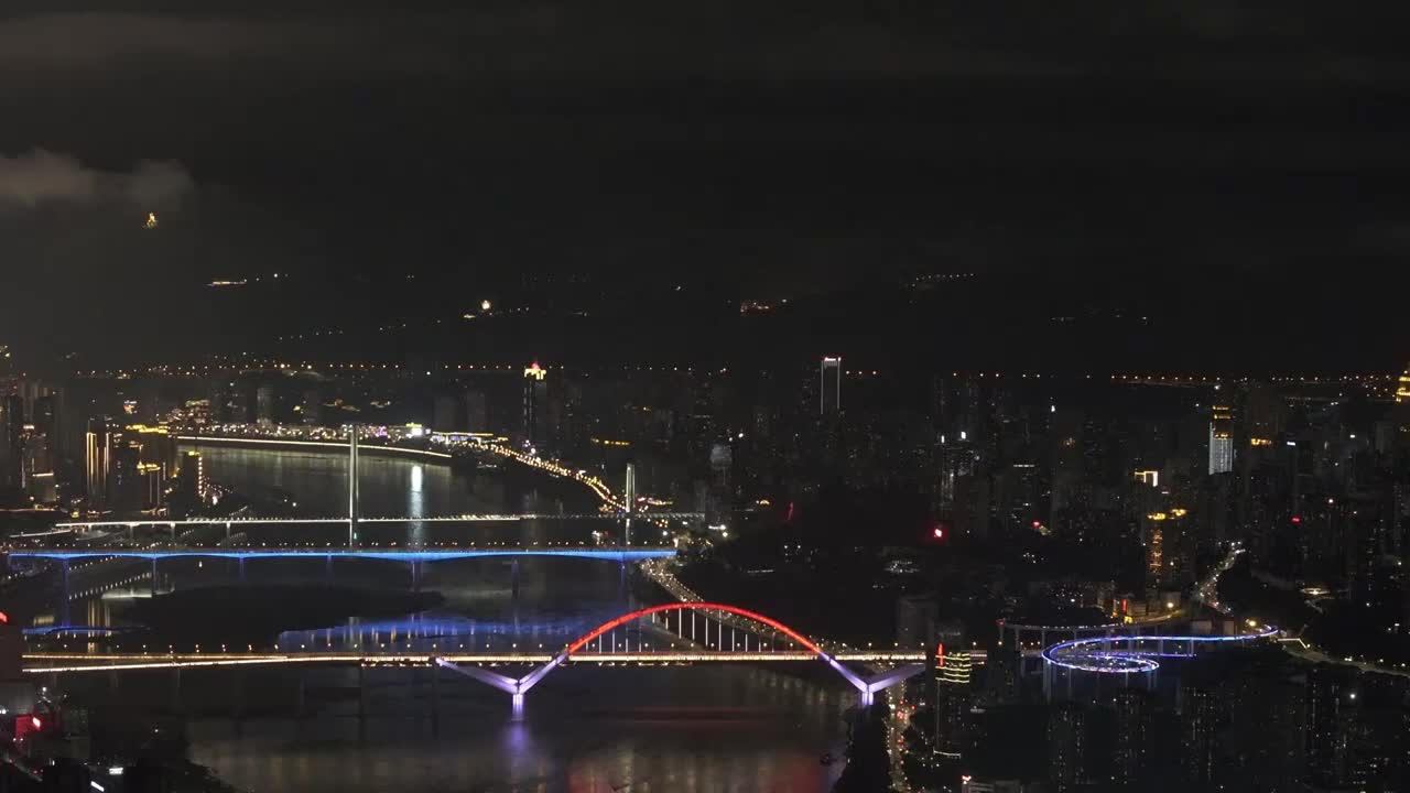 航拍重庆长江大桥都市夜景风光视频素材