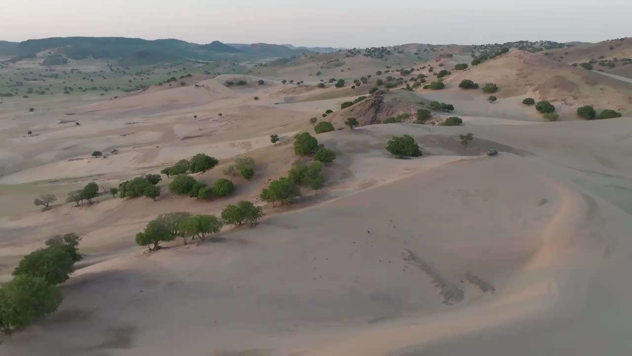 内蒙古翁牛特旗松树山风景区航拍视频素材