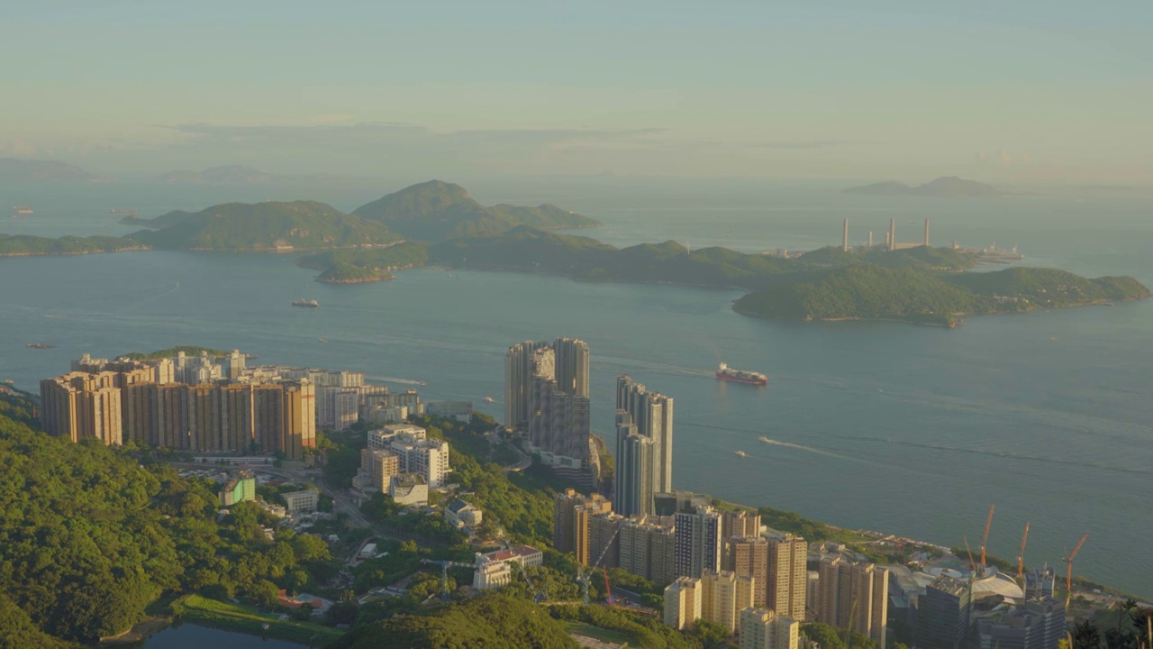 香港西高山海洋岛屿黄昏日落高视角视频素材